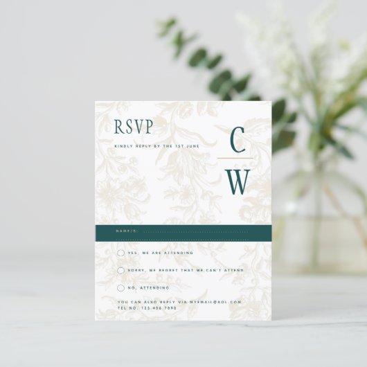 Antieke BOTANISCHE TEAL GOUDEN Huwelijksklokken (Staand voorkant)