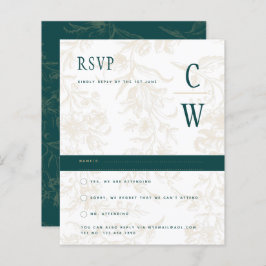 Antieke BOTANISCHE TEAL GOUDEN Huwelijksklokken