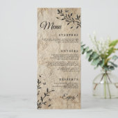 Antieke Botanische Trouwdinermenu Menu (Staand voorkant)