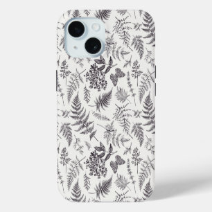 Antieke Botanische & Vlinder Patroon iPhone 15 Case