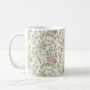 Antieke botanische wilde bloemenweide koffiemok