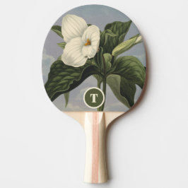 Antieke botanische witte Trillium-monogram initiaa Tafeltennisbatje