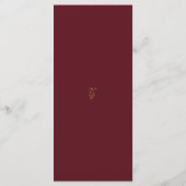 antieke Bourgondië & Crème Gouden Script Huwelijks Menu (Achterkant)