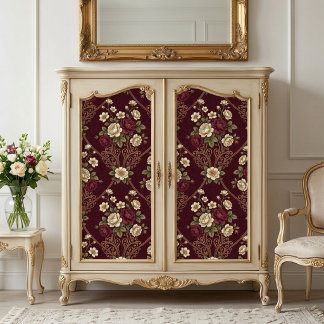 Antieke Bourgondië Ivoren Art Nouveau Bloemendecor Tissuepapier