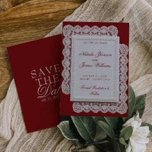Antieke Bourgondië Kantwerk Onderlegger Oude Geld  Save The Date