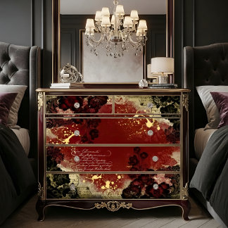 Antieke Bourgondische Shabby Chic Bloem Decoupage Tissuepapier