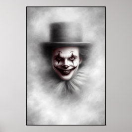 Antieke Boze Clown in Hoed Poster