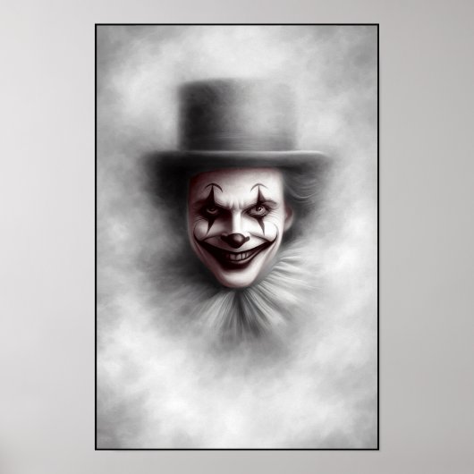 Antieke Boze Clown in Hoed Poster (Voorkant)