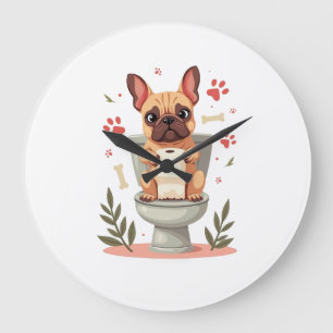 Antieke boze Franse Bulldog met toiletpapier  Grote Klok