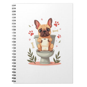 Antieke boze Franse Bulldog met toiletpapier  Notitieboek