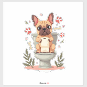 Antieke boze Franse Bulldog met toiletpapier  Sticker
