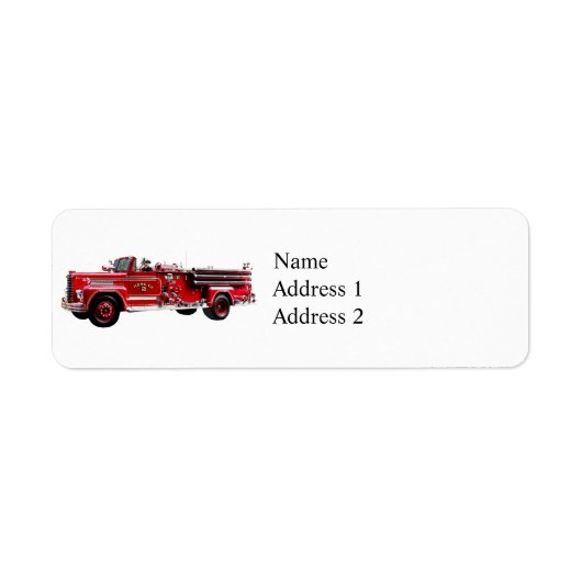 Antieke brandweerauto etiket (Voorkant)