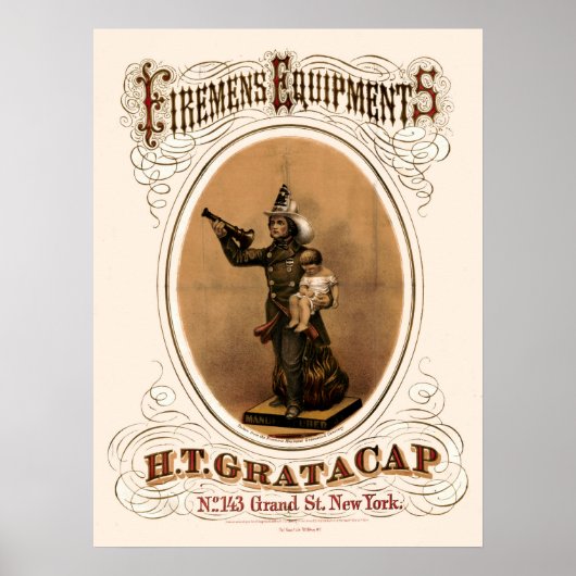 Antieke brandweeruitrusting uit 1868 poster (Voorkant)