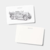 antieke brandweerwagen potloodschets brandweerman badge (Voor- en achterkant)