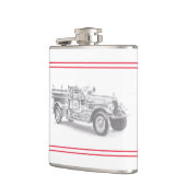 antieke brandweerwagen potloodschets brandweerman heupfles (Links)
