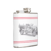 antieke brandweerwagen potloodschets brandweerman heupfles (Rechts)