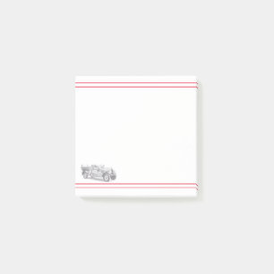 antieke brandweerwagen potloodschets brandweerman  post-it® notes
