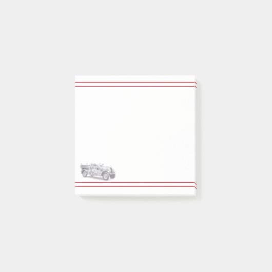 antieke brandweerwagen potloodschets brandweerman post-it® notes (Voorkant)