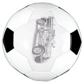 antieke brandweerwagen potloodschets brandweerman voetbal (Gedraaid)