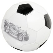 antieke brandweerwagen potloodschets brandweerman voetbal (Drie kwart)