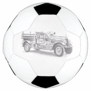 antieke brandweerwagen potloodschets brandweerman  voetbal