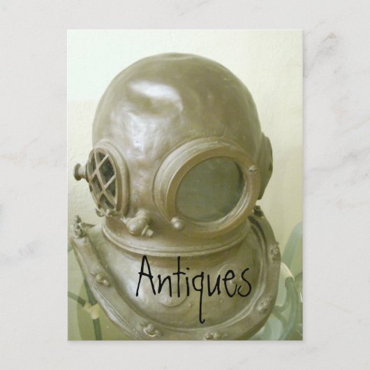 Antieke Briefkaart Vintage Scuba Helmet (Voorkant)