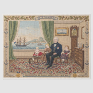 Antieke Britse Marine Kapitein Familie Decoupage Tissuepapier