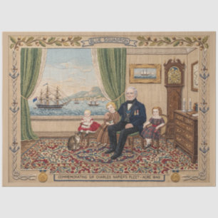 Antieke Britse Marine Kapitein Familie Decoupage Tissuepapier
