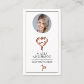 Antieke Bronzen Sleutel Foto QR Code Vastgoedmakel Visitekaartje (Voorkant)