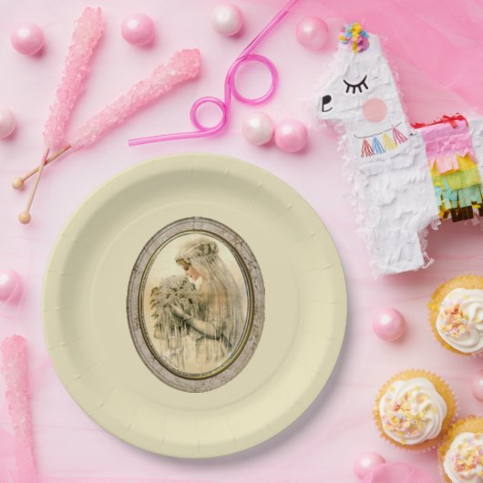 Antieke Bruid Papieren Bordje (Feest)