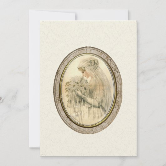 Antieke bruid trouw ivoor uitnodiging (Voorkant)