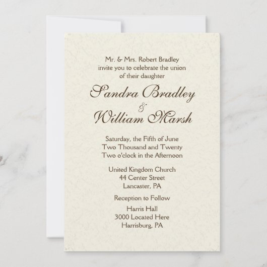 Antieke bruid trouw ivoor uitnodiging (Achterkant)