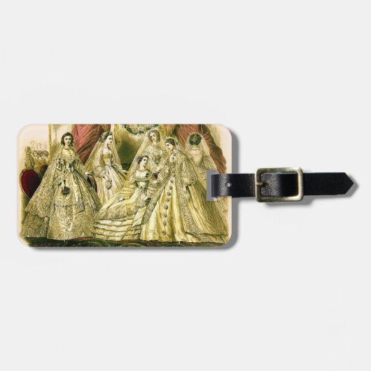 Antieke Bruid Vintage Bruiloft Bagagelabel (Voorkant horizontaal)