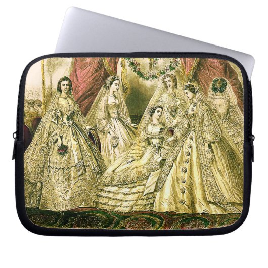 Antieke Bruid Vintage Bruiloft Laptop Sleeve (Voorkant)