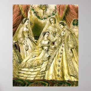 Antieke Bruid Vintage Bruiloft Poster