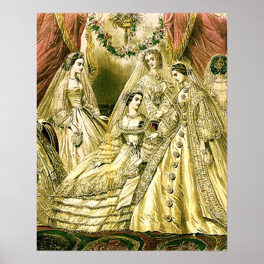 Antieke Bruid Vintage Bruiloft Poster (Voorkant)