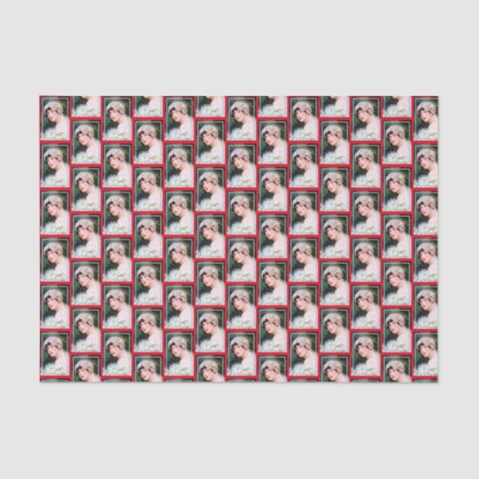 Antieke Bruid Witte Kant Rode Thema Antieke Trouw Tissuepapier (Voorkant)