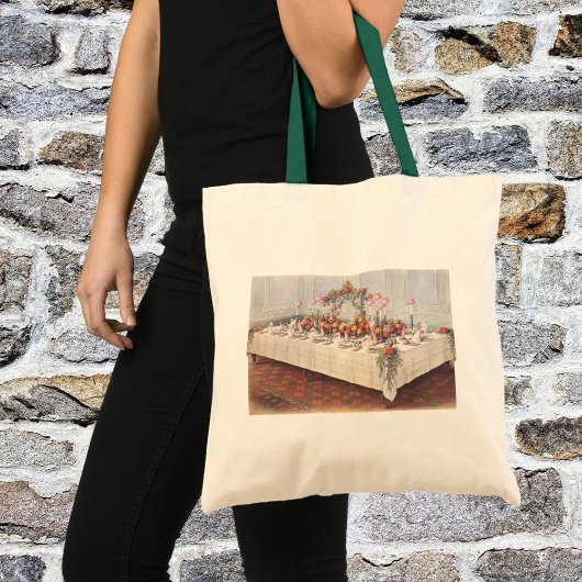 Antieke bruiloftsbankettafel tote bag