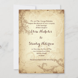 Antieke bruine beige rol blad trouwkaart kaart