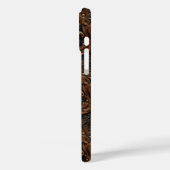 Antieke bruine bewerkte leren monogram Case-Mate iPhone case (Achterkant / Links)