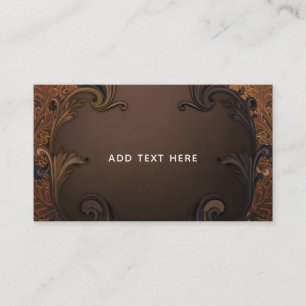 Antieke bruine bronzen fancy gouden sierlijke blad visitekaartje