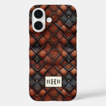 Antieke bruine diamanten lederen monogram