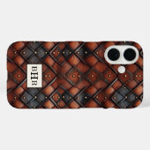 Antieke bruine diamanten lederen monogram Case-Mate iPhone case (Achterkant (horizontaal))