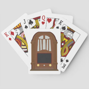 Antieke buizenradio antieke houten stereo pokerkaarten