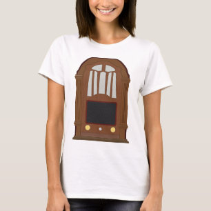 Antieke buizenradio antieke houten stereo t-shirt