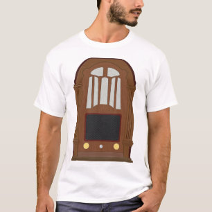 Antieke buizenradio antieke houten stereo t-shirt
