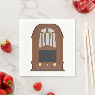 Antieke buizenradio in antieke houten stereo servet
