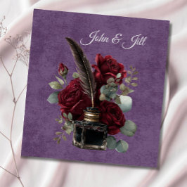 Antieke Burgundyroos en inktpot met bloemen Gastenboek