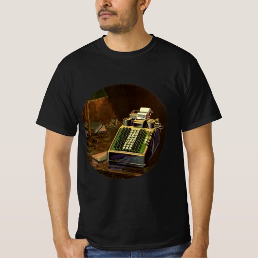 Antieke Business Comptometer Rekenmachine T-shirt (Voorkant)