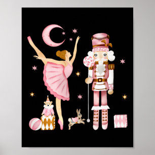 Antieke Byllet Notenkraker Kerst Roze Kerstmis Vro Poster